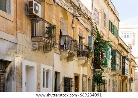 Typical street view of Valletta in Malta