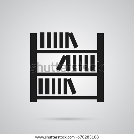Isolated Bookshelf Icon Symbol On Clean Background. Vector Book Element In Trendy Style.