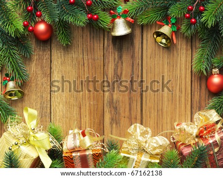 Christmas fir tree with gifts and christmas decoration