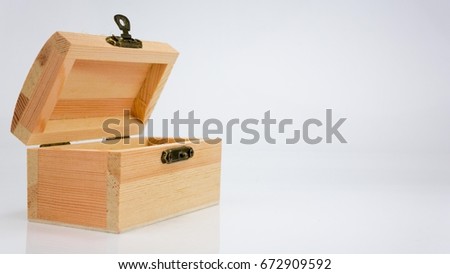 old vintage wooden box isolated over white background