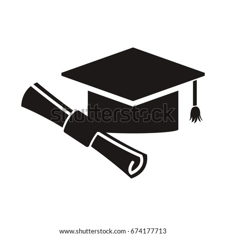 graduation hat and diploma success school icon