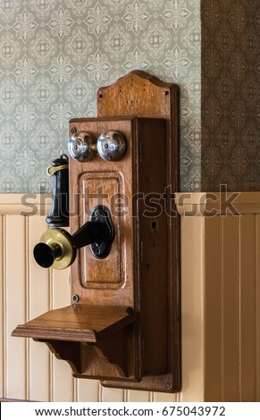 Vintage Telephone attached to wall