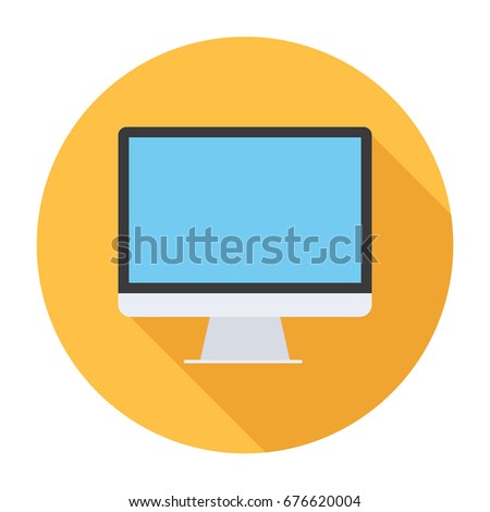 Computer icon, pc icon in flat design