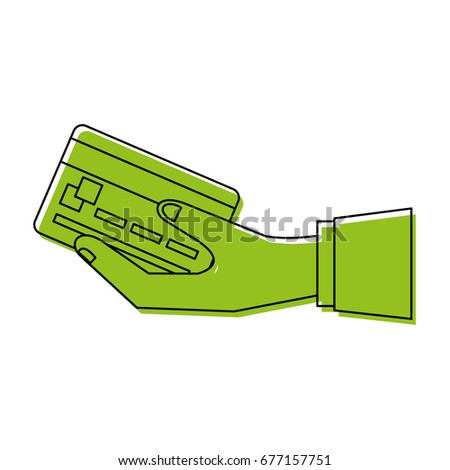 hand holding credit or debit card icon image 