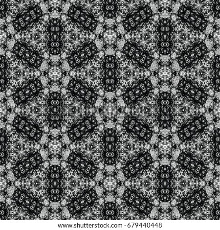 Monochrome engraving pattern. Hexagonal symmetry. Seamless abstract texture for certificate or diploma, currency and money design. Single-leaf woodcut, xylography, printmaking. Vector Illustration