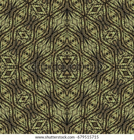 Kaleidoscope abstract background. Seamless pattern. Based on climbing plant on a concrete wall.