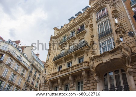 Facade of the Parisian house, France 