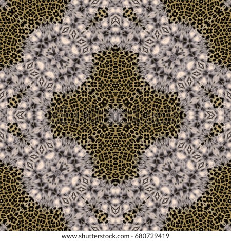 Kaleidoscope abstract background. Seamless pattern. Based on leopard fur.