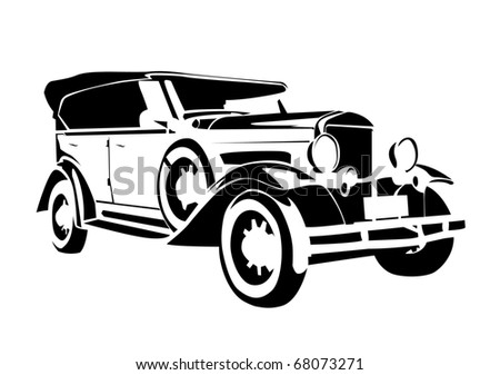 old vintage car illustration on isolated on white background