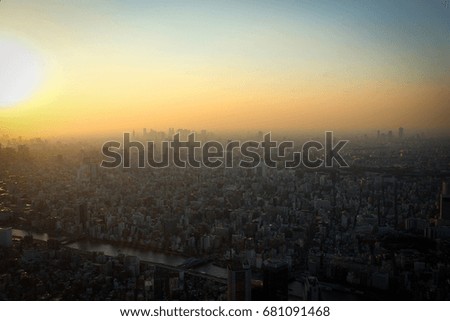 Tokyo by sunset from tower, Japan