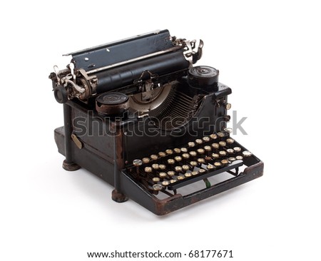 Old fashioned typewriter isolated on white background