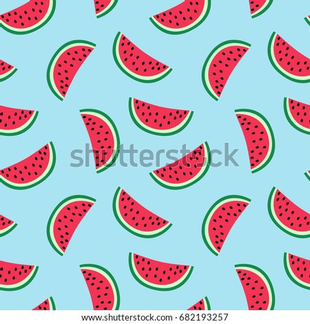 slice of red watermelon on a blue background pattern summer sweet seamless raster copy.