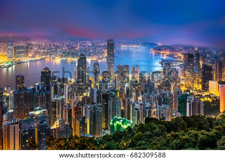 Hong kong skyline on twilight