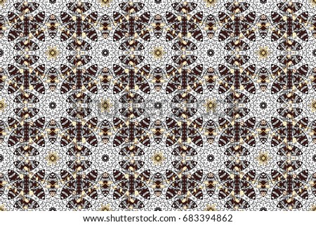 Pattern with abstract art flower for Tibetan yoga. Bohemian decorative element, indian henna design, raster retro circle ornament. Mandala, tribal vintage sketch with a medallion on brown background.