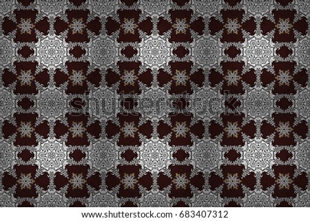 Brown pattern. Raster Hand drawn zentangle floral brown background. Seamless pattern ethnic mandalas, doodle background circles.