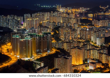 Closeup Hong Kong Cityscape building from top view