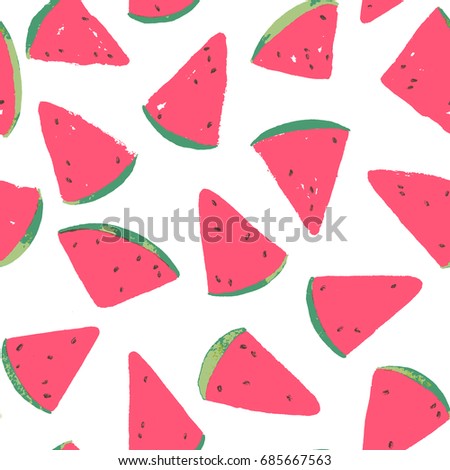 Water melon hand drawing simple seamless pattern background