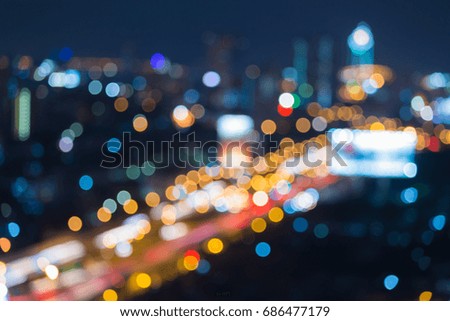 Night light blurred bokeh city road, abstract background