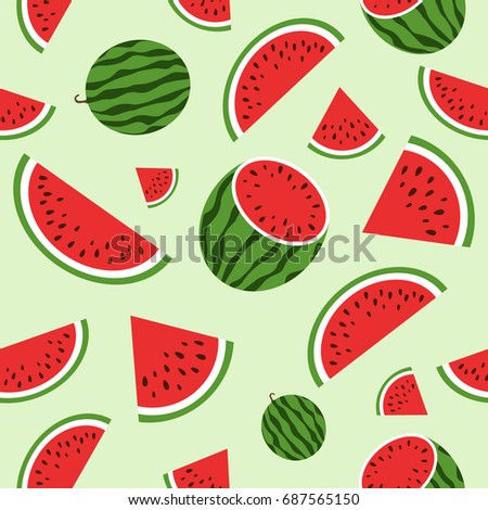 Red watermelon. Seamless pattern. Summer background