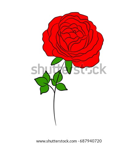 Silhouette of a rose in a pattern on a white background