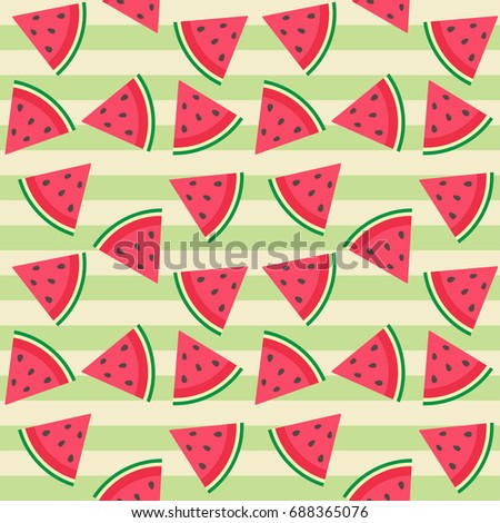 Cute seamless pattern with watermelon slices