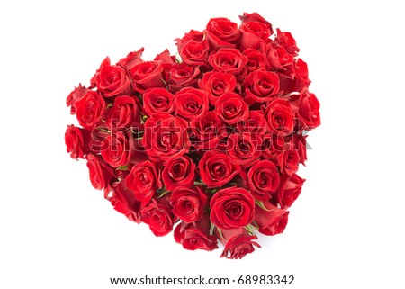 Rose heart isolated on white, clipping path included