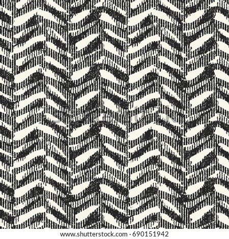 Abstract folk motif zigzag brush strokes textured background. Seamless pattern.