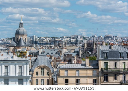     Paris, view of ile Saint-Louis, panorama of the roofs