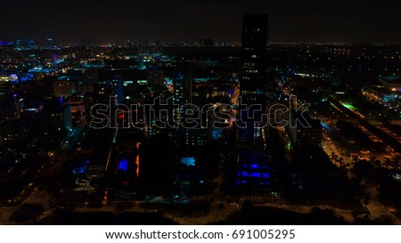 Aerial Night view of South Beach, Miami Beach, Florida. USA. 