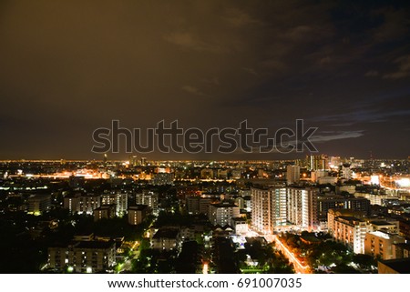 Top view of city at night light.