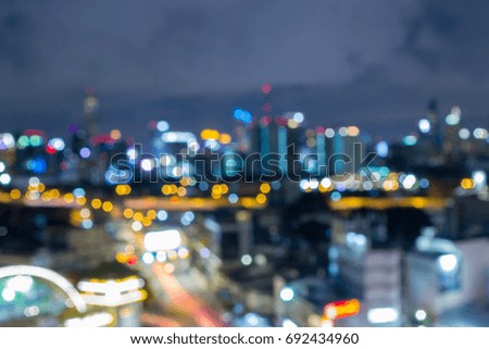Bangkok city at night  blur and out of focus