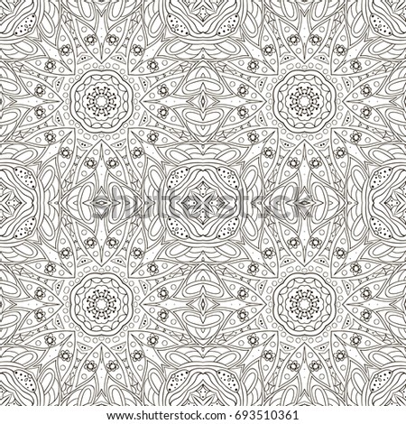 Seamless Mandala. Seamless oriental pattern. Doodle drawing. Hand drawing. Yoga, relaxation, floral coloring motifs