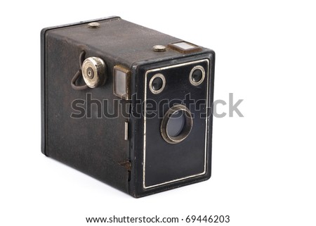 Vintage box camera isolated on white