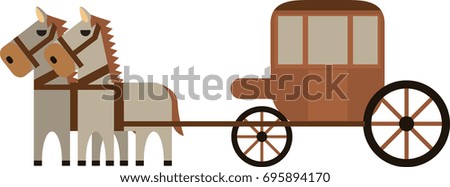 Two horses carriage vector illustration.