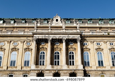 architectural detail of budapest castle in hungary