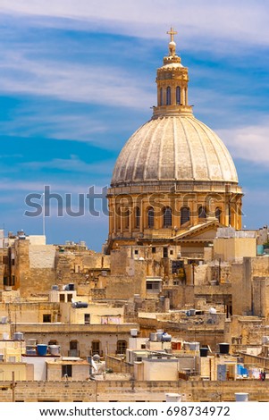 Dome of churche of Our Lady of Mount Carmel, Valletta, Capital city of Malta