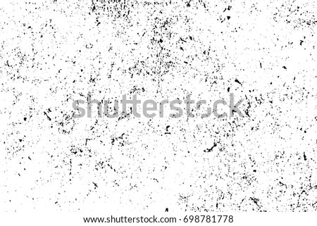 Distressed and rough concrete floor vector texture. Subtle texture with grain and stains. Weathered asphalt surface. Black and white grit trace. Obsolete vintage overlay on transparent background