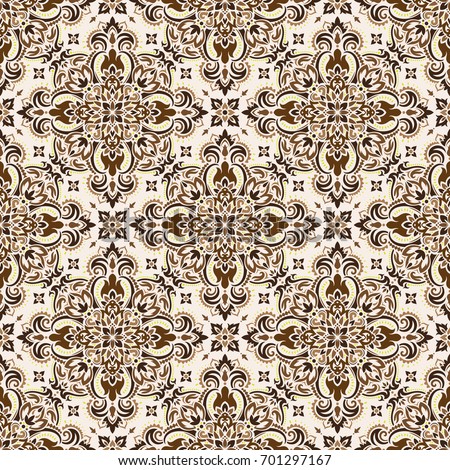 Vector seamless pattern background on the basis of a mandala design. Elegant luxury texture for wallpapers, backgrounds and page fill.