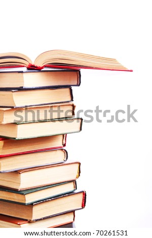 Books in a row. Isolated on white background