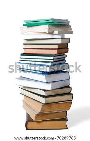 pile of old books isolated on white