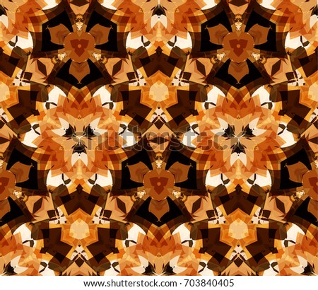 Kaleidoscope seamless pattern. Composed of color abstract shapes. Useful as design element for texture and artistic compositions.