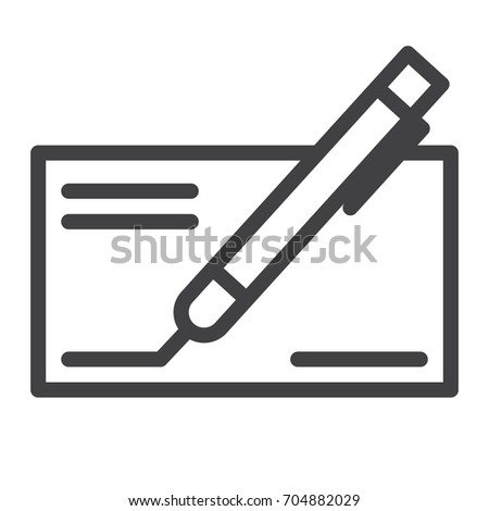 Business contract with signature line icon, outline vector sign, linear style pictogram isolated on white. Symbol, logo illustration. Editable stroke