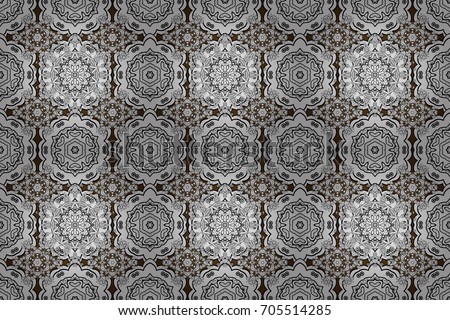 For your design, wallpaper. Raster geometric background. White color seamless illustration. White seamless pattern on background with white floral elements.