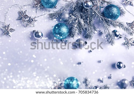 Christmas decoration on white shiny background