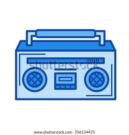 Boombox vector line icon isolated on white background. Boombox line icon for infographic, website or app. Blue icon designed on a grid system.