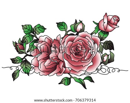 Image of a rose in colors. Vector
