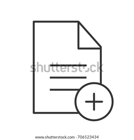Add new document linear icon. Thin line illustration. Document with plus sign contour symbol. Raster isolated outline drawing