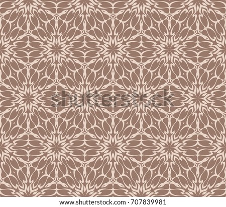 beautiful seamless geometric pattern with abstract floral design. modern   illustration for design print, textile product, invitation background. beige color 