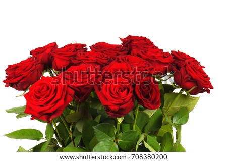 Colorful flower bouquet from red roses isolated on white background.