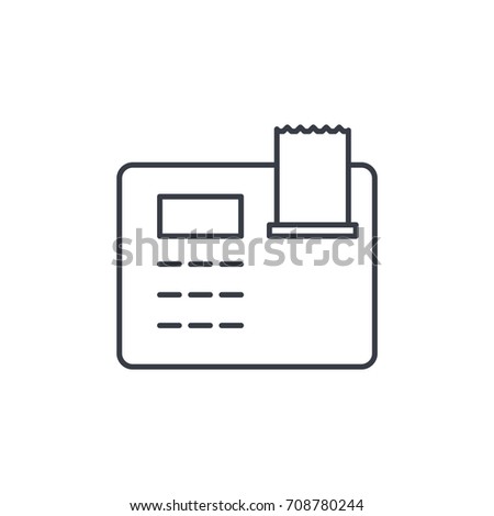 cash register thin line icon. Linear vector illustration. Pictogram isolated on white background